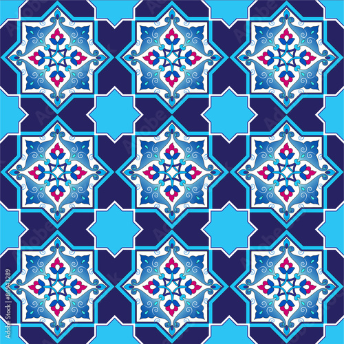 designed with shades of blue ottoman pattern series six