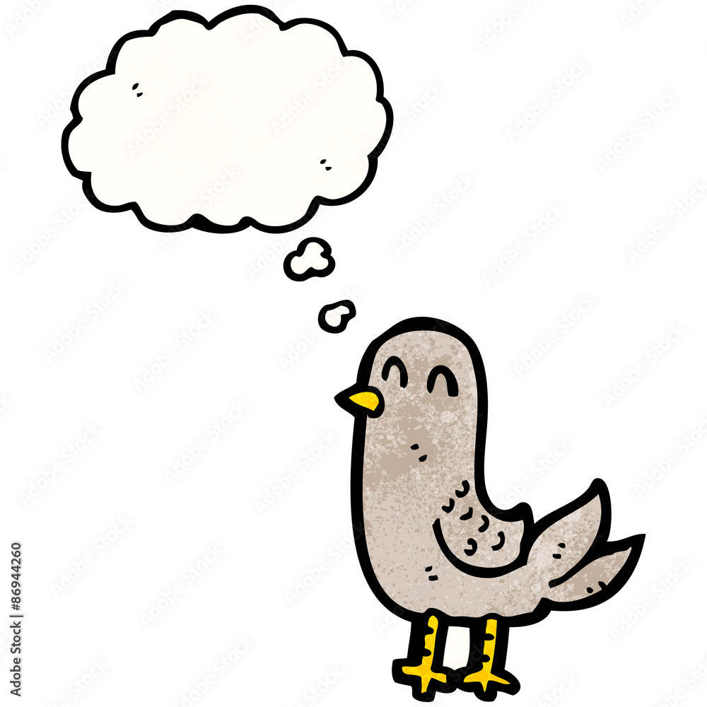cartoon bird with thought bubble cartoon bird with thought bubble