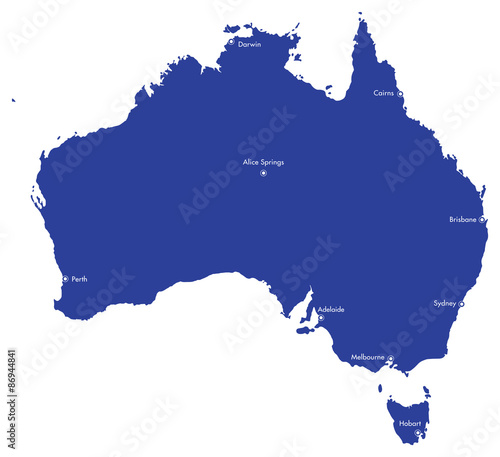 Vector map of Australia with Cities