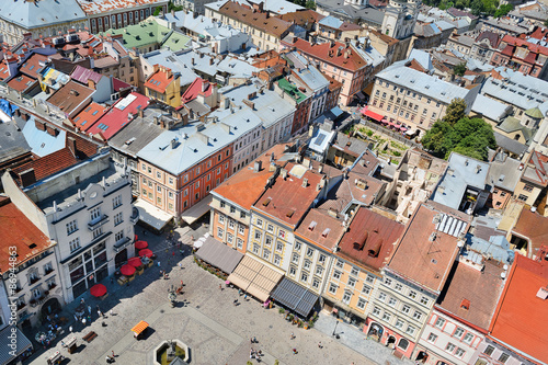 Air view on the market square in Lviv City