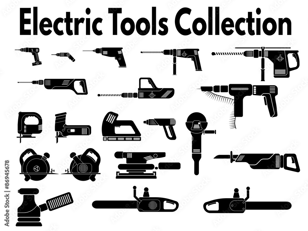 Electric tools silhouettes collection
