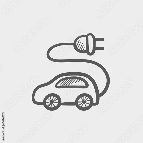 Electric car sketch icon