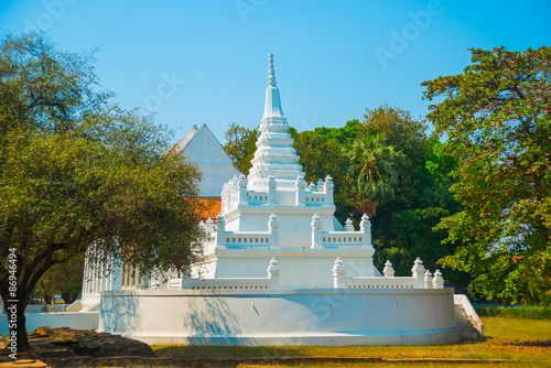 A beautiful white stupa.Ayutthaya.Thailand. photo