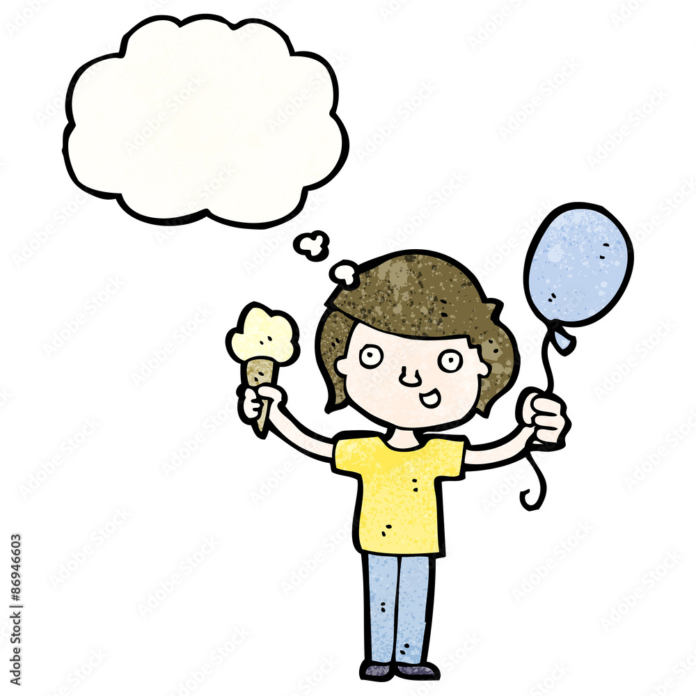 cartoon boy with ice cream and balloon cartoon boy with ice cream and balloon