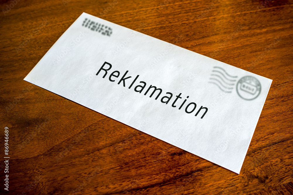 Briefumschlag Wort Reklamation Briefumschlag Wort Reklamation