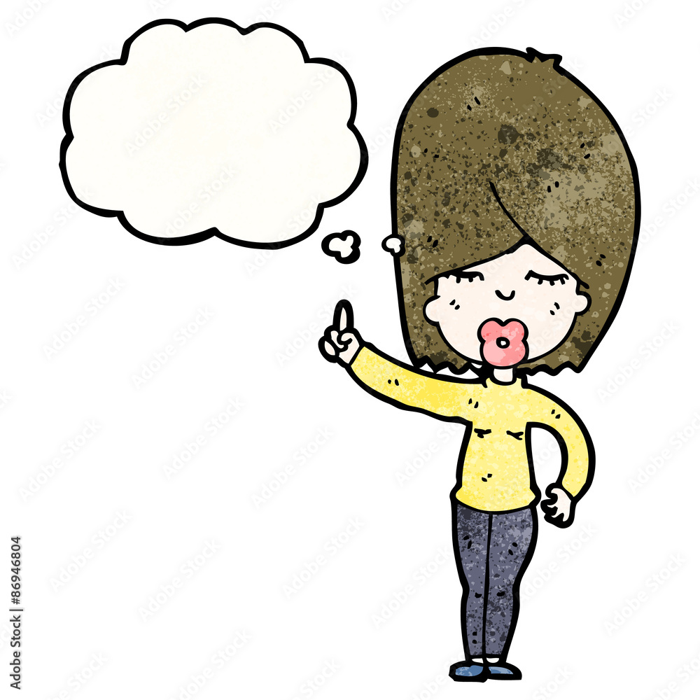 cartoon woman with thought bubble cartoon woman with thought bubble