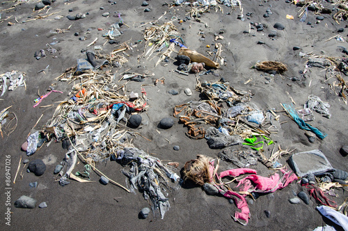 Trash on the beach photo