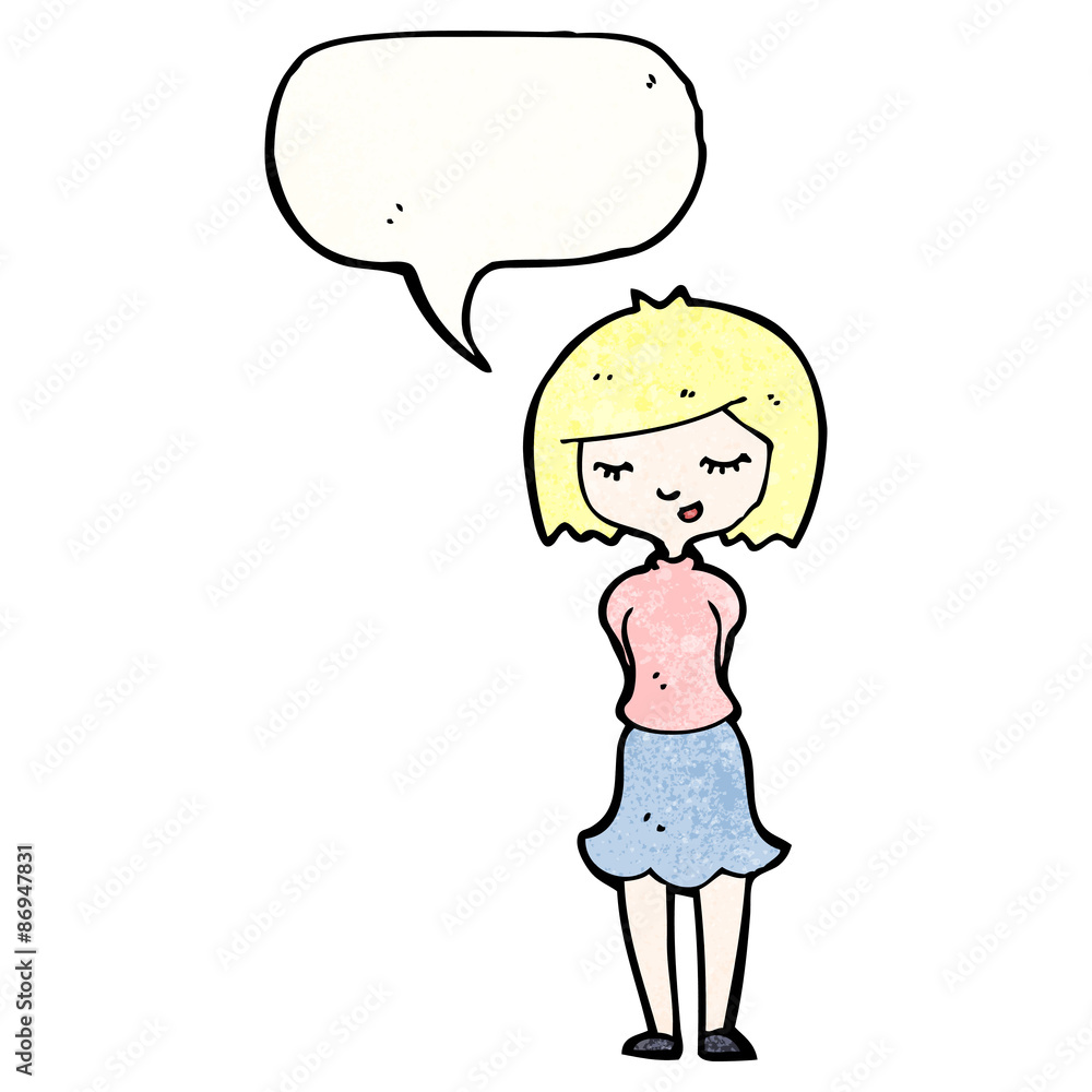 pretty blond girl with speech bubble pretty blond girl with speech bubble