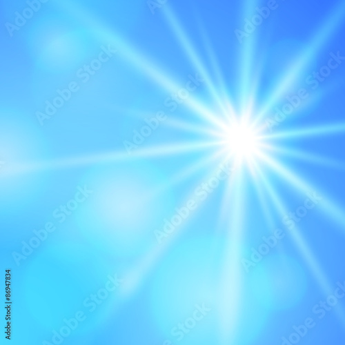 blur blue background bright star shining rays