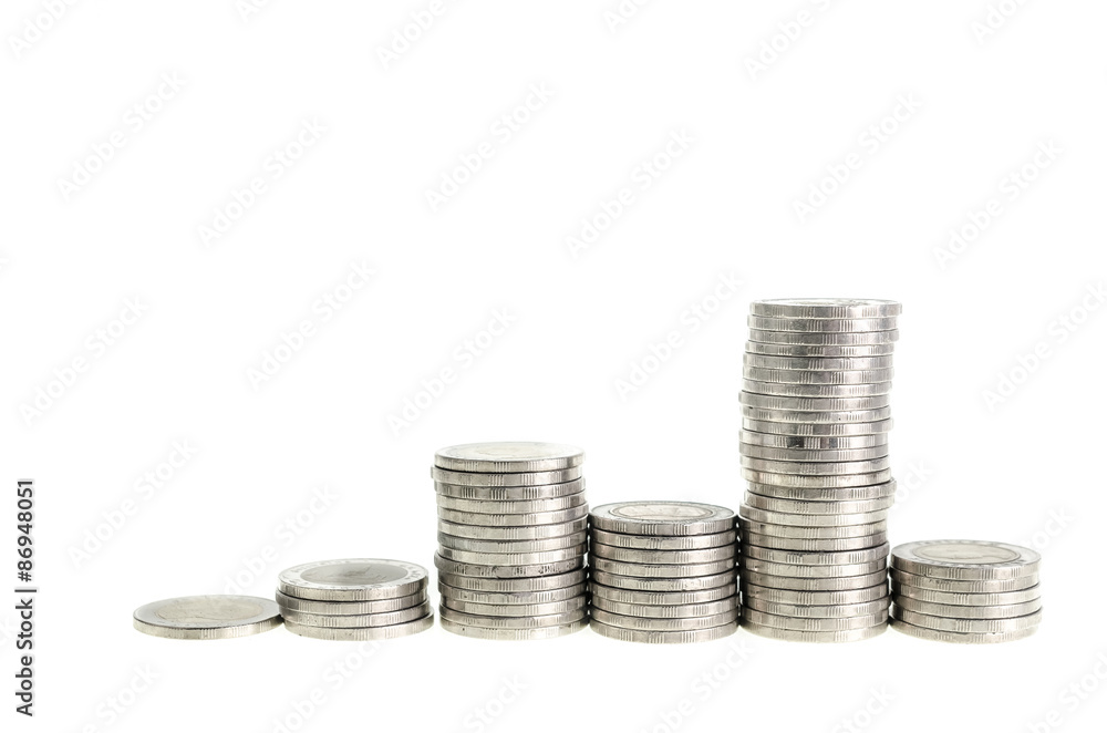 The financial concept Money coin graph The financial concept Money coin graph