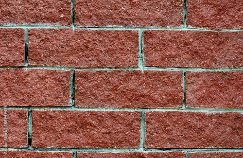Wall from red brick close up