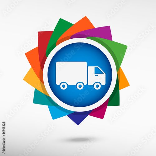 Truck color icon, vector illustration