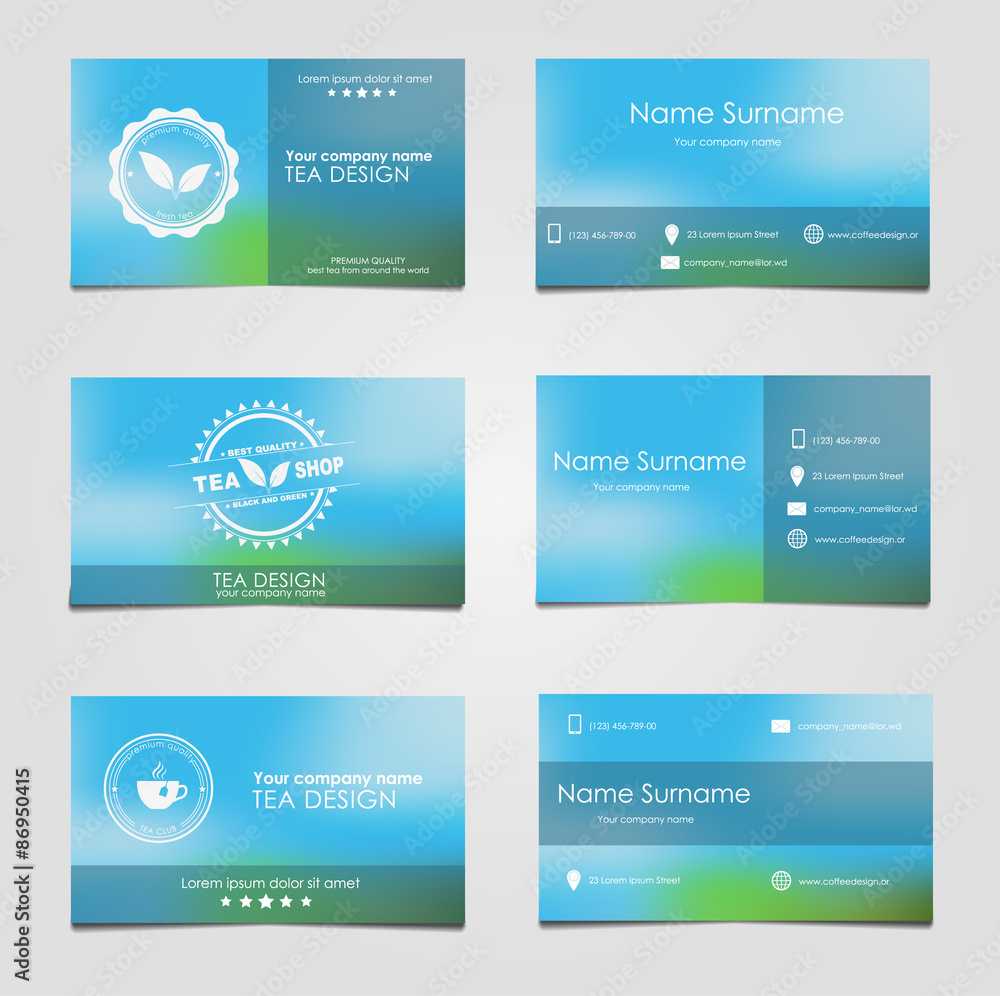 Set of business cards for tea Set of business cards for tea