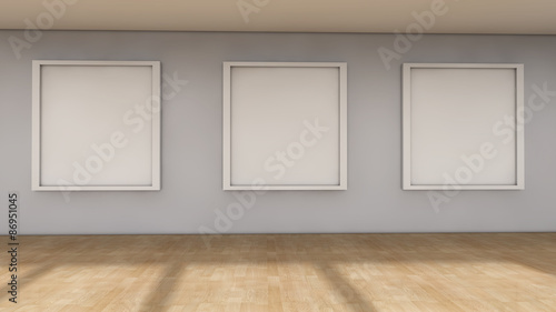 Room and Wall with three frames