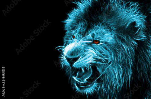 Fractal digital fantasy art of a lion on a isolated background
