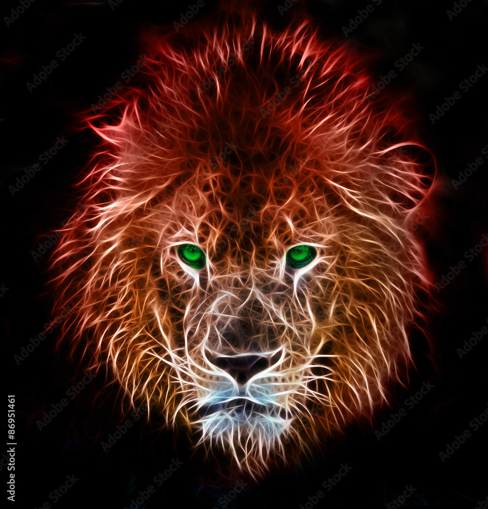 Naklejka premium Fractal digital fantasy art of a lion on a isolated background 