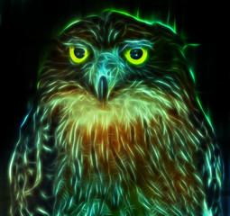 Digital fantasy drawing of an owl 