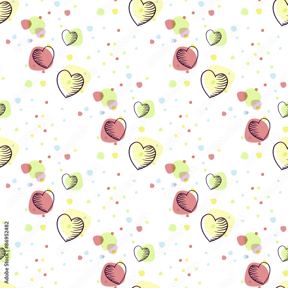 Seamless white background with hearts Seamless white background with hearts
