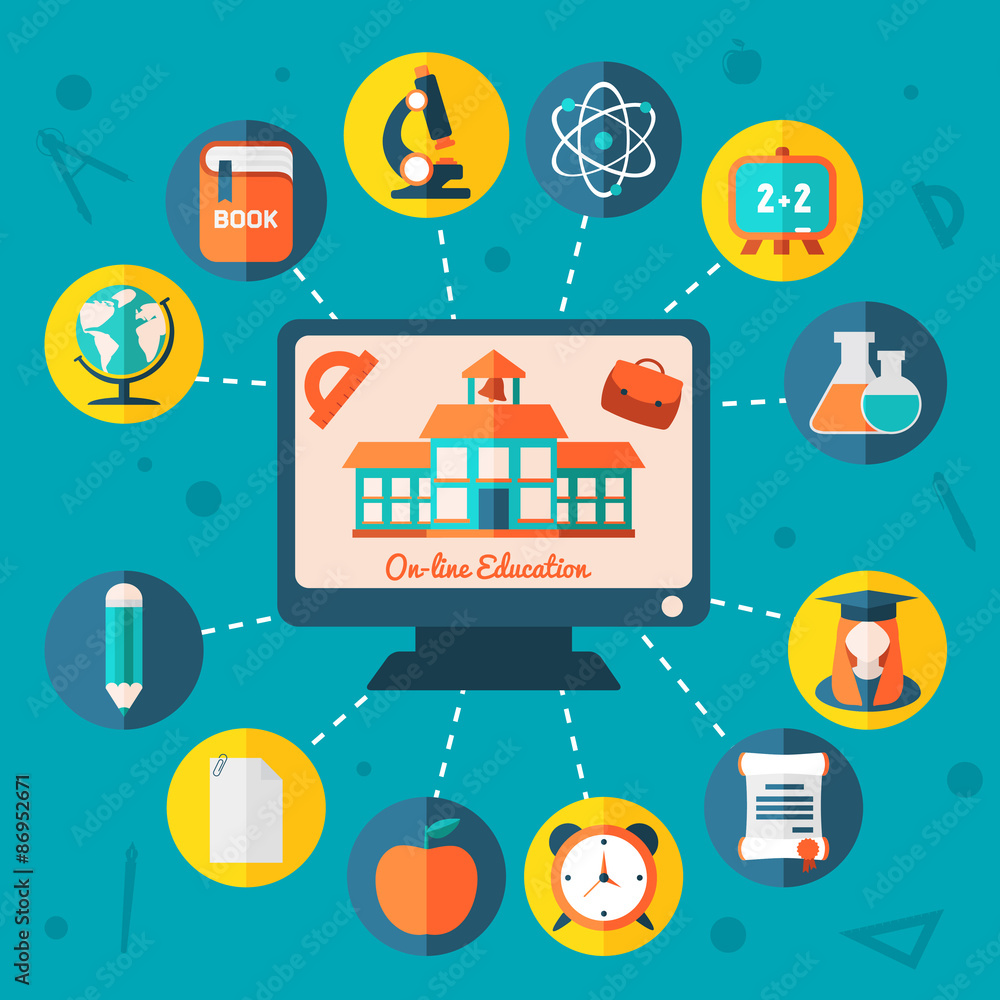 Flat education infographic background. Flat education infographic background.