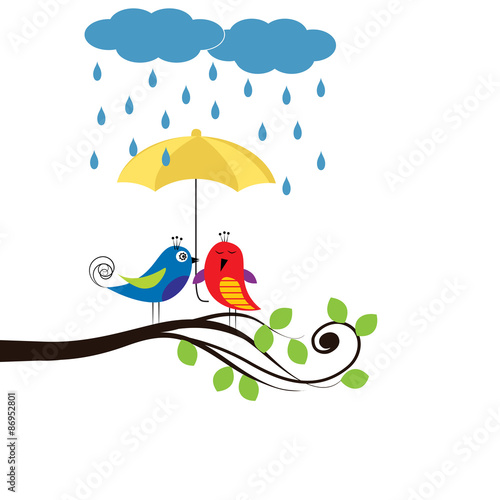 Birds with umbrella