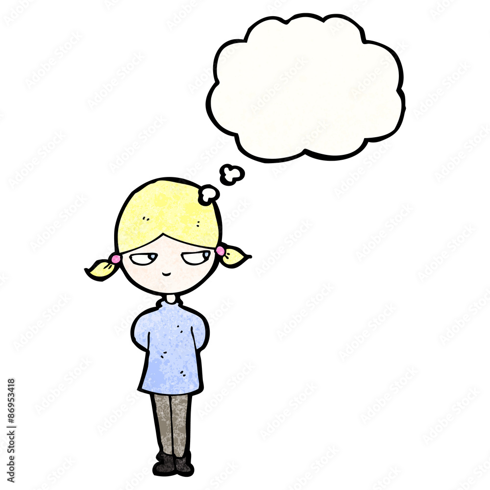 cartoon annoyed blond girl with thought bubble cartoon annoyed blond girl with thought bubble