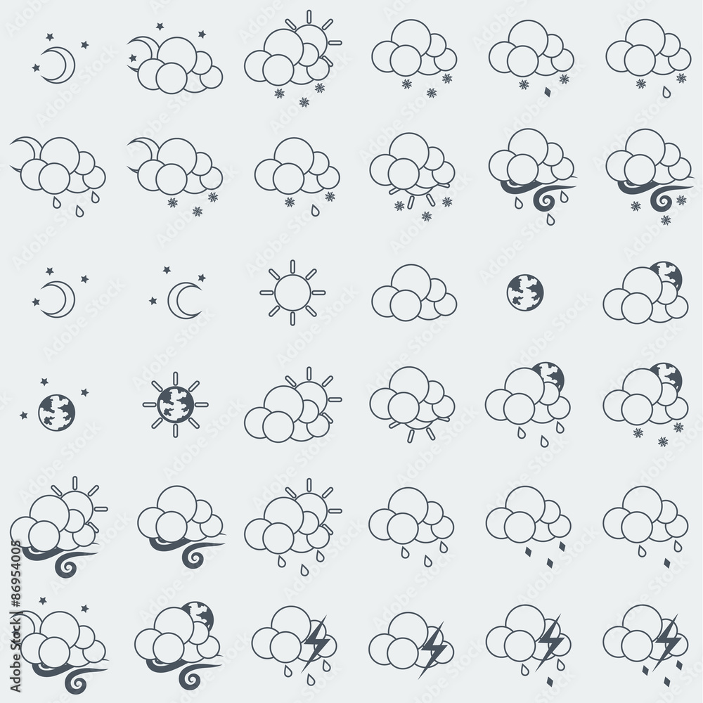 Weather icons in flat style Weather icons in flat style