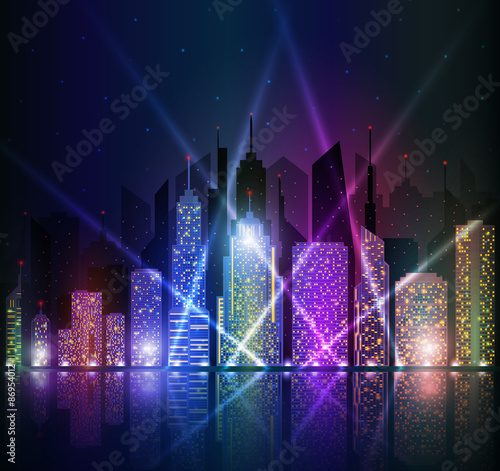 Photography Bright night cityscape