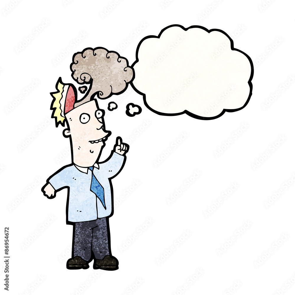 cartoon businessman with overheated brain cartoon businessman with overheated brain