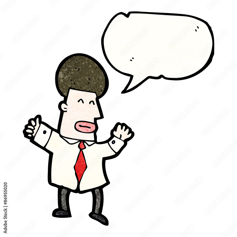 cartoon businessman with speech bubble cartoon businessman with speech bubble
