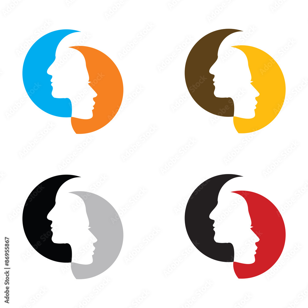 Man and woman face profile