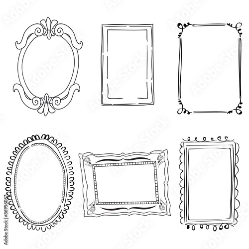 Set of victorian black and white frames