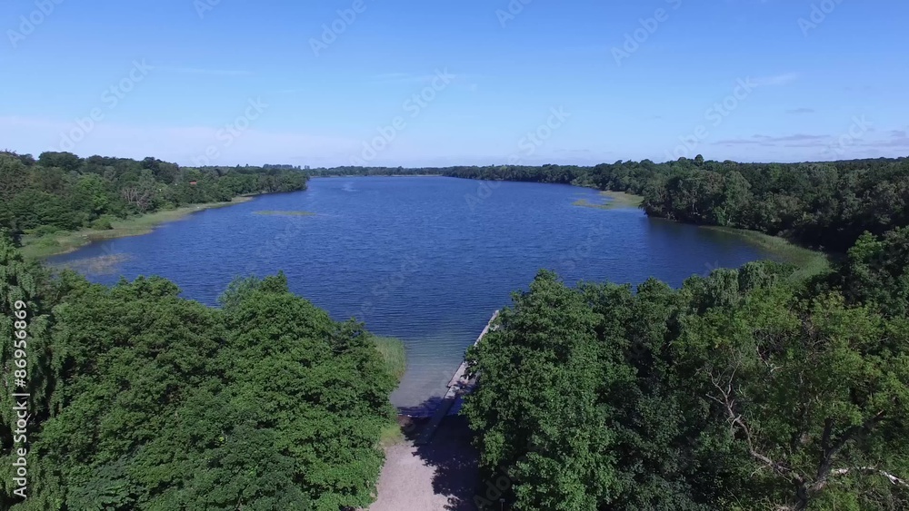 Aerial view of Buresoe lake in Denmark