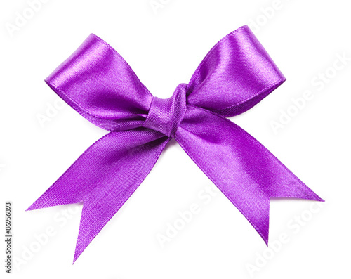 Violet bow isolated on white background