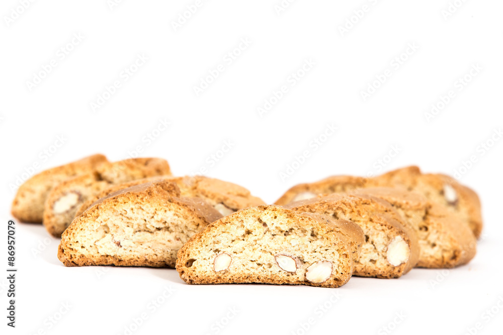 cantuccini italian biscotti biscuits Isolated object on white