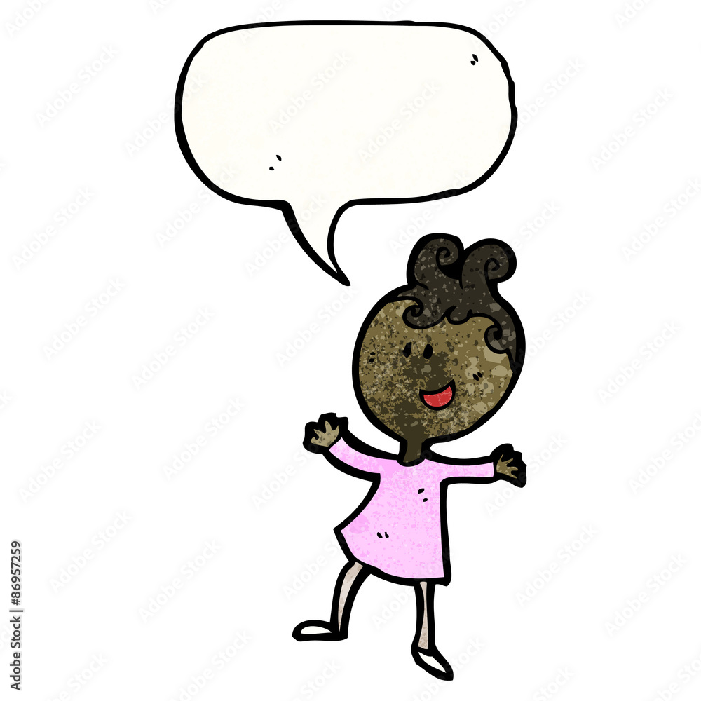 cartoon happy girl with speech bubble cartoon happy girl with speech bubble