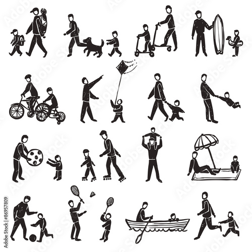 Family Activity Sketch Icon Set 