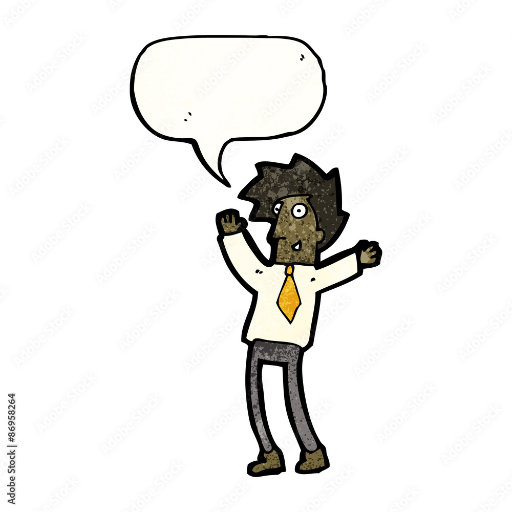 cartoon happy man with speech bubble cartoon happy man with speech bubble