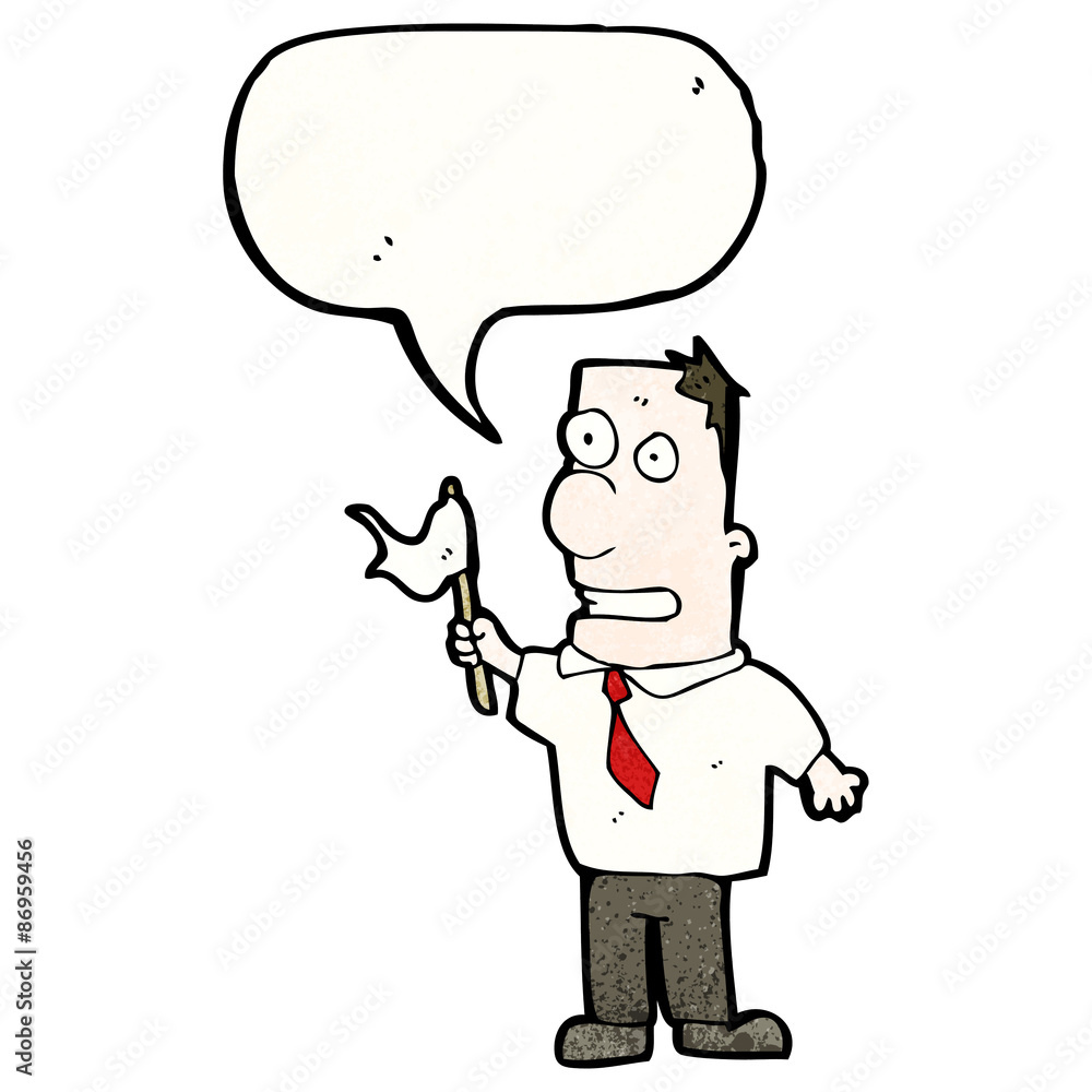 cartoon man waving white flag cartoon man waving white flag