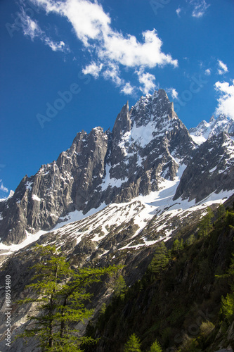 Peaks in snow and glacier nearby Chamonix © Tomtsya