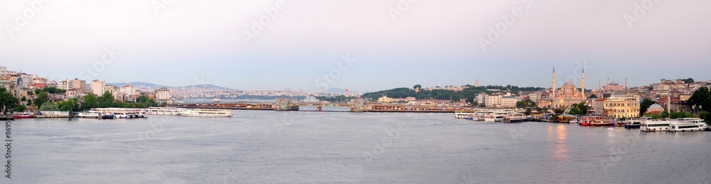 Istanbul Sunset Panorama from galata tower to eminonu square