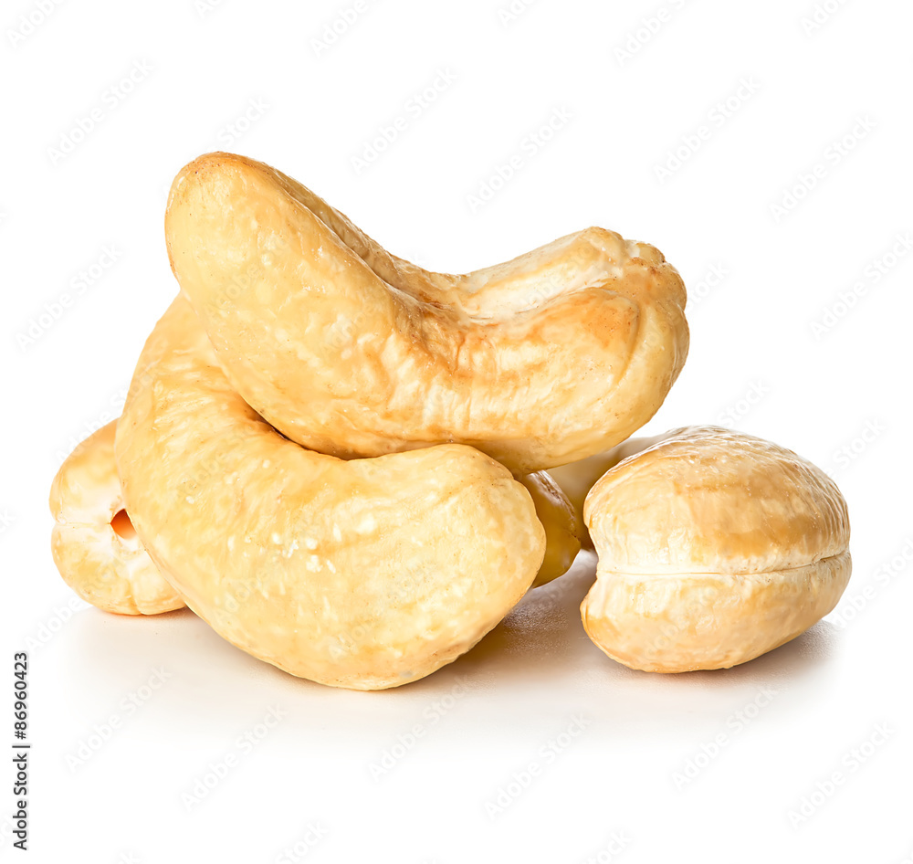 Cashews nuts isolated on a white background Cashews nuts isolated on a white background