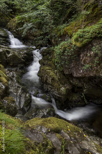 Waterfall on Aira Beck, near Ullswater in English Lake District.
