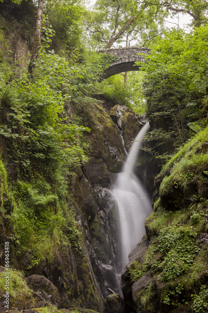 Aira Force Waterfall, near Ullswater in English Lake District. Aira Force Waterfall, near Ullswater in English Lake District.