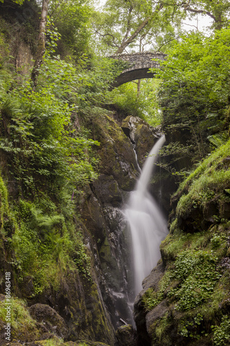Aira Force Waterfall  near Ullswater in English Lake District.
