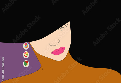 woman in a hat on a floral background, fashion
