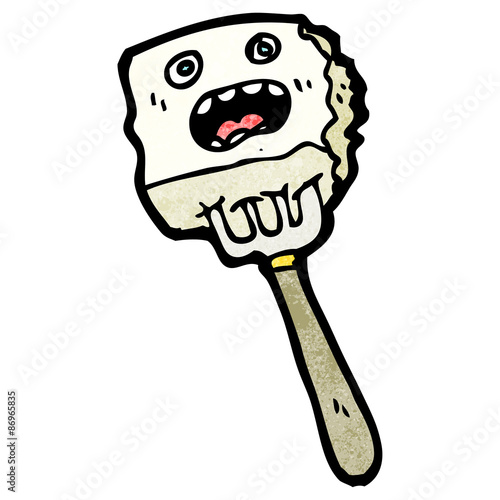 food on fork cartoon