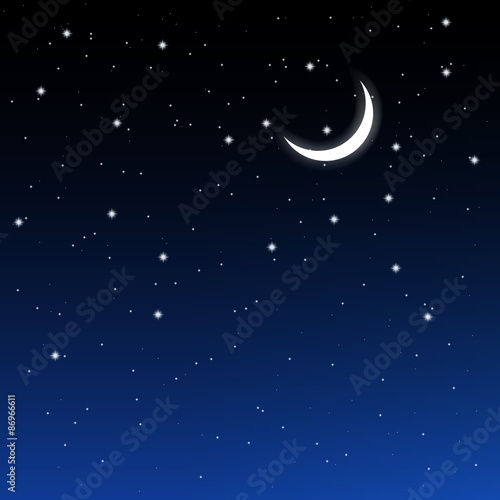 Tableau sur toile starry sky and crescent