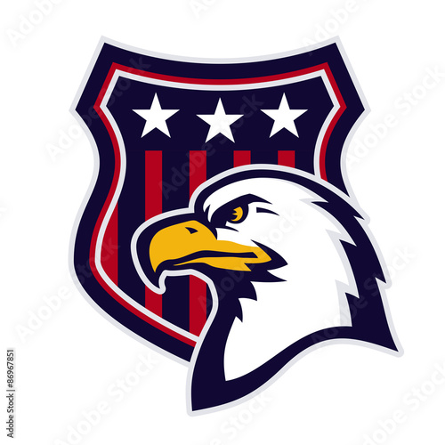 Mascot with American eagle and heraldic shield.