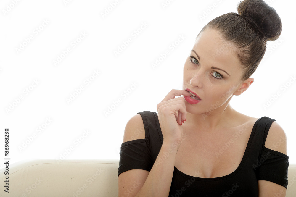 Portrait Of A Beautiful Attractive Young Shy Coy Caucasian Woman Portrait Of A Beautiful Attractive Young Shy Coy Caucasian Woman