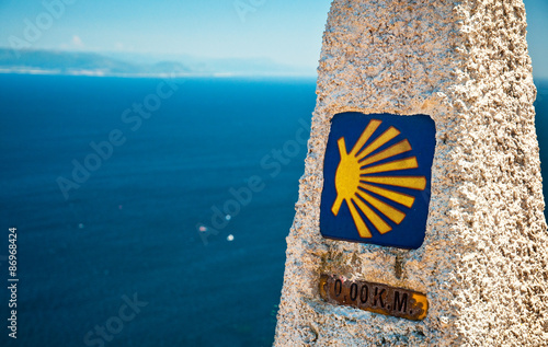 0 km in route to Santiago, cape of Finisterre, A Coruna, Galicia, Spain photo